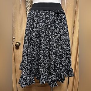 Cat skirt 10 / 12 black white medium large